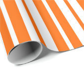 Oranje wit verticaal strepenpatroon cadeaupapier (Rol Hoek)