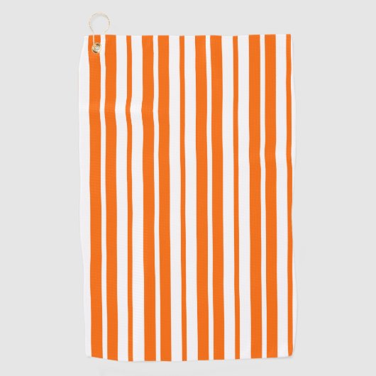 Oranje wit verticaal strepenpatroon golfhanddoek (Voorkant)