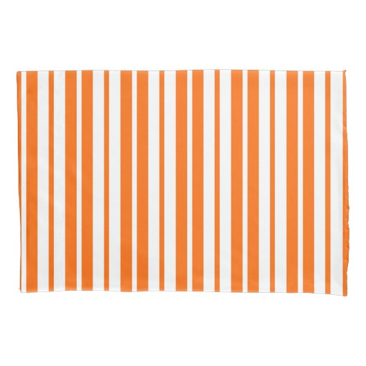 Oranje wit verticaal strepenpatroon kussensloop (Voorkant)