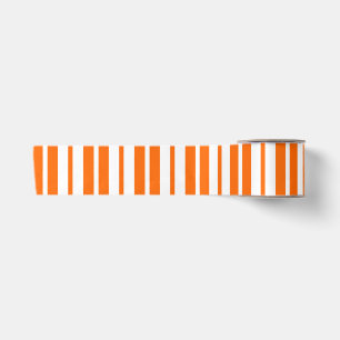 Oranje wit verticaal strepenpatroon satijnen lint