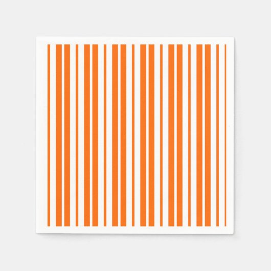 Oranje wit verticaal strepenpatroon servet (Voorkant)