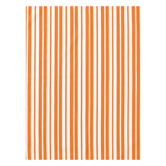 Oranje wit verticaal strepenpatroon tafelkleed (Voorkant)