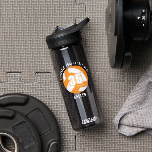 Oranje wit volleybal team kleuren atleet naam waterfles (Gym)