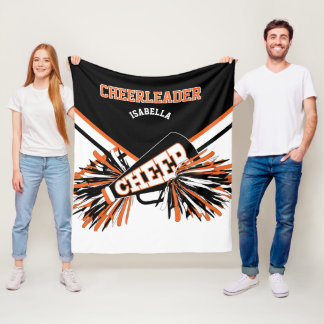 Oranje, Wit & Zwart - Voor een Cheerleader Fleece Deken