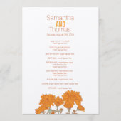 Oranje witchrysanthemum bruiloft programmakaart (Voorkant)