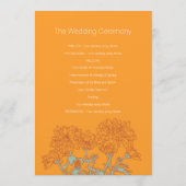 Oranje witchrysanthemum bruiloft programmakaart (Achterkant)