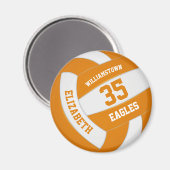oranje witkleuren team naam volleyball magneet (Voorkant / Achterkant)