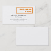 Oranje-witminimalistisch modern platte Kantoor Visitekaartje (Voorkant / Achterkant)