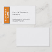 Oranje-witminimalistisch modern visitekaartje (Voorkant / Achterkant)