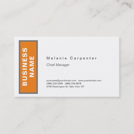 Oranje-witminimalistisch modern visitekaartje (Voorkant)