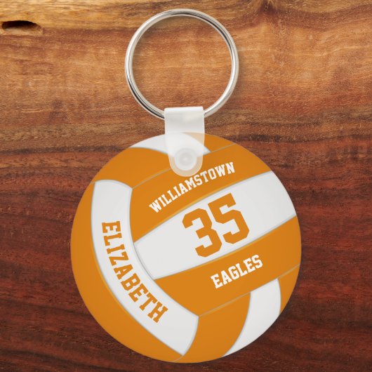 oranje witsportteam kleuren volleyball sleutelhanger (Achterkant)