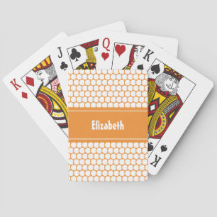 Oranje & Witte Aangepaste Gepersonaliseerde Naam G Pokerkaarten