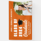 Oranje Witte Afstudeerfoto Afstudeerfeest Spandoek (Verticaal)
