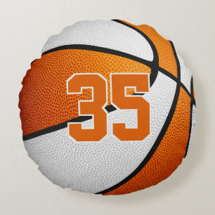 oranje witte basketbal kids tieners sportkamer rond kussen