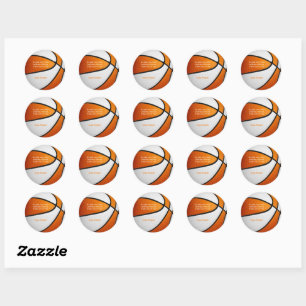 oranje witte basketbal meisjes feest dank u ronde sticker