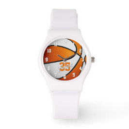 oranje witte basketbal meisjes naam jersey nummer horloge