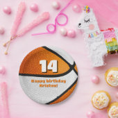 oranje witte basketbal meisjes sportfeest papieren bordje (Feest)