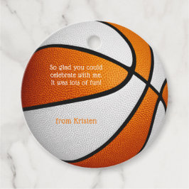 oranje witte basketbal meisjes verjaardagsfeestje bedankjes labels