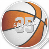 oranje witte basketbal team kleuren sticker (Voorkant)