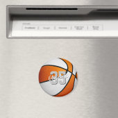 oranje witte basketbal team spirit geschenken magneet (Insitu (Vaatwasser))