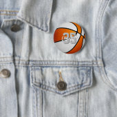 oranje witte basketbal team spirit geschenken ronde button 5,7 cm (In situ)