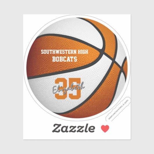 Oranje witte basketbaljongens, teamkleuren sticker (Vel)