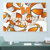 oranje witte basketballen jonge atleet partij spandoek (Beurs)