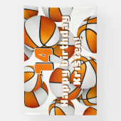 oranje witte basketballen jonge atleet partij spandoek (Verticaal)