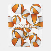 oranje witte basketballen meisjes sportkamer decor fleece deken (Voorkant)