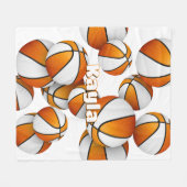 oranje witte basketballen meisjes sportkamer decor fleece deken (Voorkant (Horizontaal))