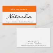 Oranje & witte bedrijfsnaam Markering - Visitekaar Visitekaartje (Voorkant / Achterkant)