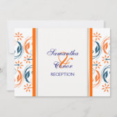 Oranje witte blauwe bruiloft kaart (Voorkant)
