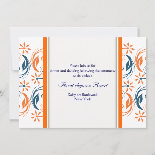 Oranje witte blauwe bruiloft kaart (Achterkant)