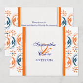 Oranje witte blauwe bruiloft kaart (Voorkant / Achterkant)