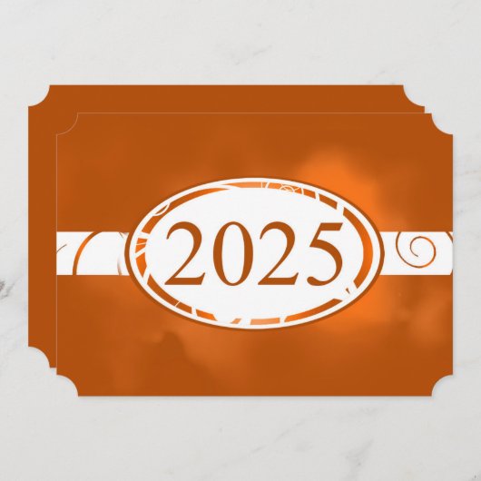 Oranje & Witte Bloemen Button 2025 Afstudeerfeest Kaart (Voorkant / Achterkant)