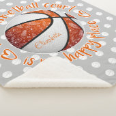 oranje witte boho basketbal, rechtbank mijn gelukk sherpa deken (3/4)