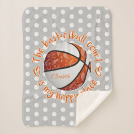 oranje witte boho basketbal, rechtbank mijn gelukk sherpa deken