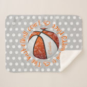 oranje witte boho basketbal, rechtbank mijn gelukk sherpa deken (Voorkant (horizontaal))