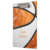 oranje witte boho krabbelpatroon basketbal klembord (Links)