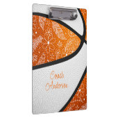 oranje witte boho krabbelpatroon basketbal klembord (Rechts)