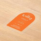 Oranje Witte Boog Acryl Trouw Uitnodigingen Modern (Laagn)