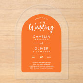 Oranje Witte Boog Acryl Trouw Uitnodigingen Modern (Voorkant)