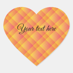Oranje Witte Checker Abstract Gepersonaliseerd Pat Hart Sticker