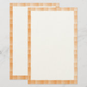 Oranje Witte Checker Abstract Patroon Briefpapier (Voorkant / Achterkant)