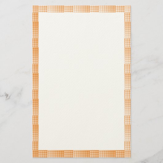 Oranje Witte Checker Abstract Patroon Briefpapier (Voorkant)
