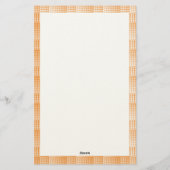 Oranje Witte Checker Abstract Patroon Briefpapier (Achterkant)