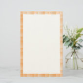 Oranje Witte Checker Abstract Patroon Briefpapier (Staand voorkant)