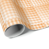 Oranje Witte Checker Abstract Patroon Cadeaupapier (Rol Hoek)