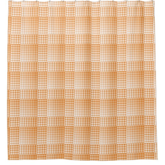 Oranje Witte Checker Abstract Patroon Douchegordijn (Voorkant)