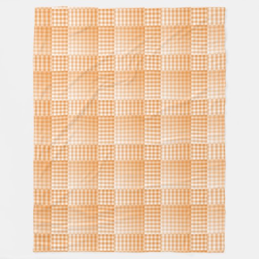 Oranje Witte Checker Abstract Patroon Fleece Deken (Voorkant)